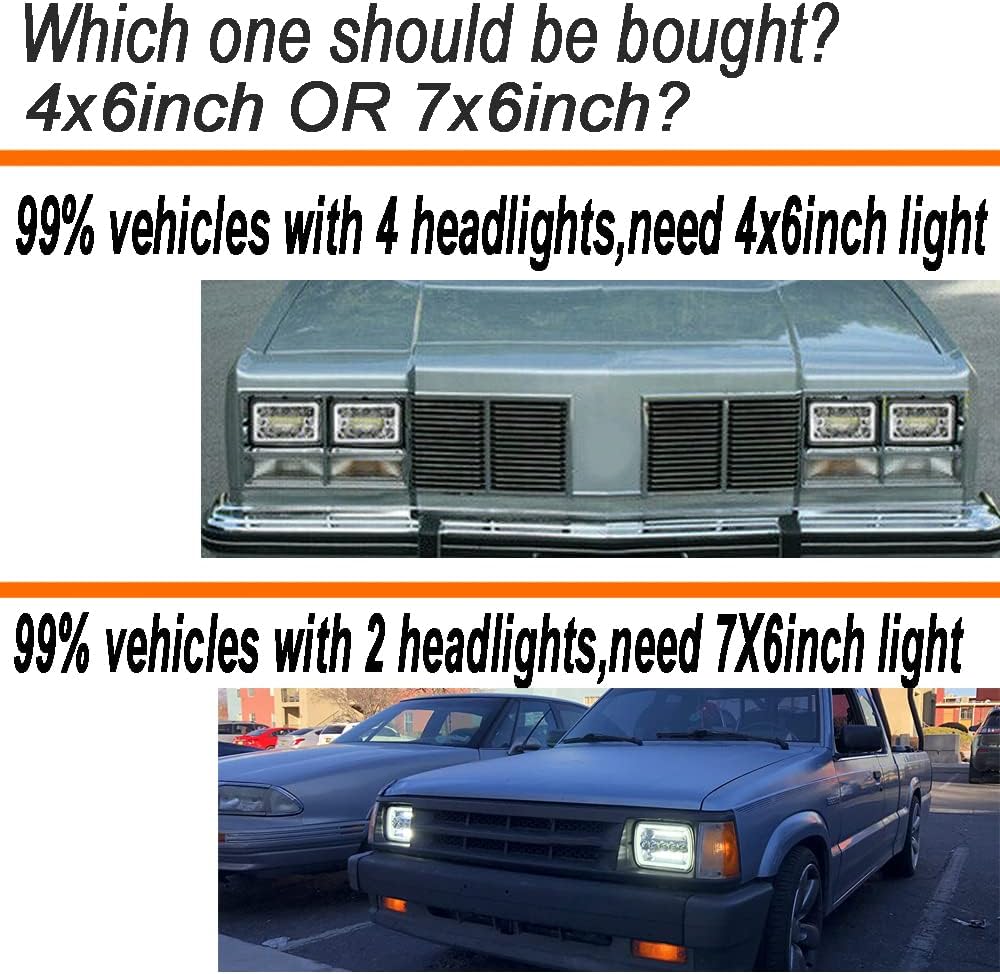 AMUNIESUN 4PCS 4X6 Inch LED Halo Headlights Sealed Beam DRL Turn Light Compatible With Chevy Suburban C10 C20 K10 K30 K5 Blazer (1981-1987) H4651 H4642 H4652 H4656 H4666 H4668 H6545 Replacement